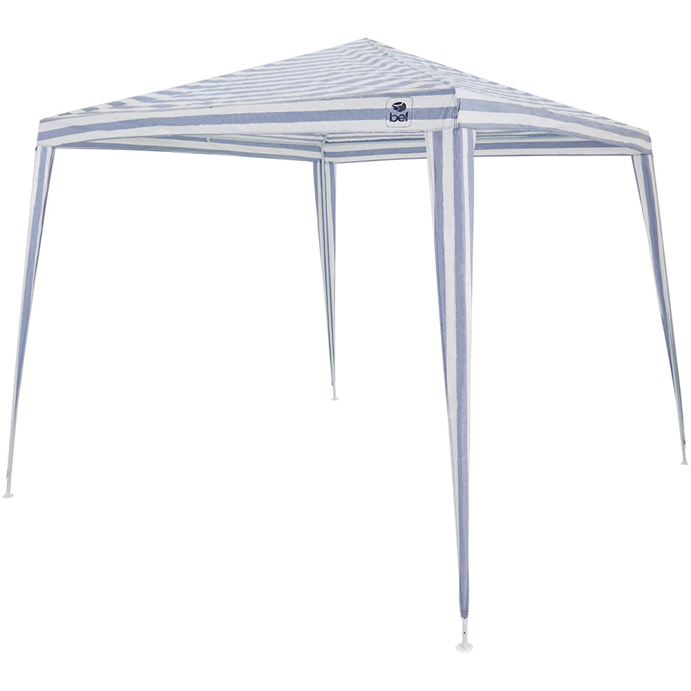 Tenda Gazebo Polietileno Listrado Azul Branco 3x3m - Bel Fix