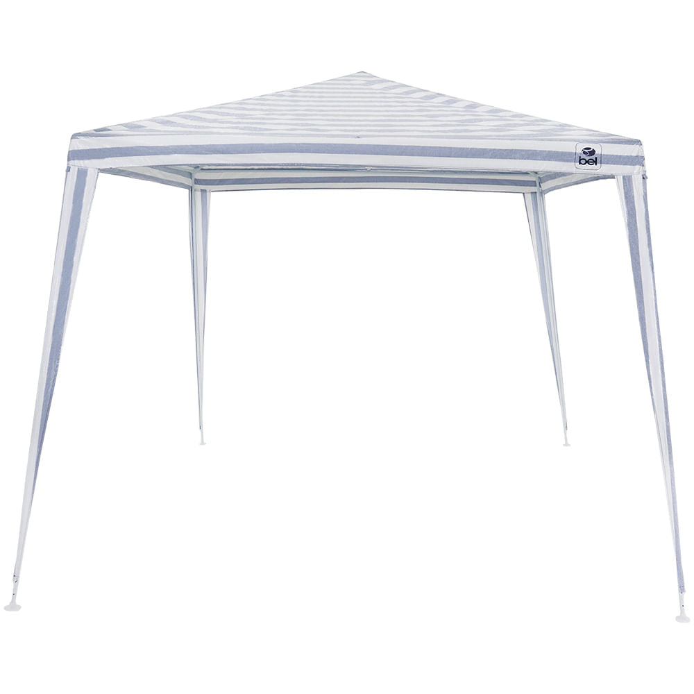 Tenda Gazebo Polietileno Listrado Azul Branco 3x3m - Bel Fix