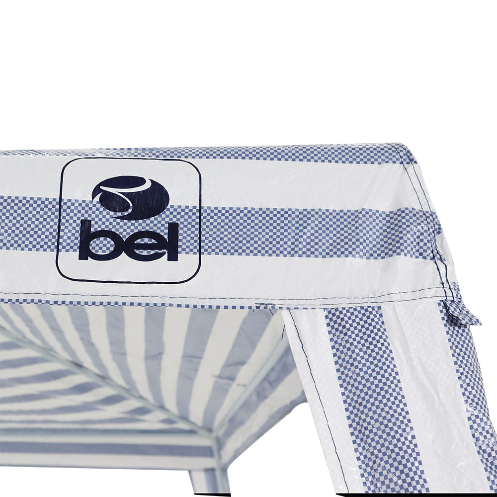 Tenda Gazebo Polietileno Listrado Azul Branco 3x3m - Bel Fix