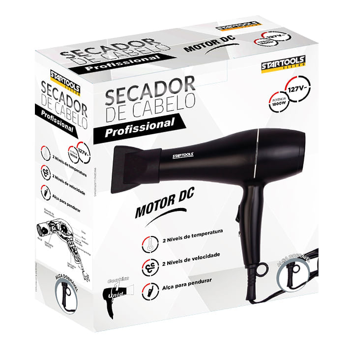 Secador Cabelo Profissional Preto 127V 1800W SR0883 Startools – foto 2