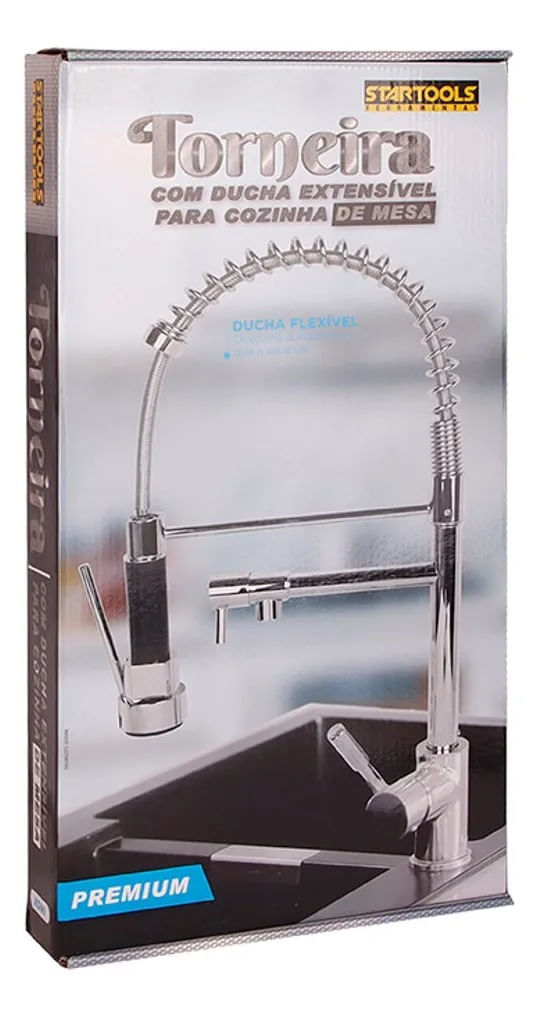 Torneira de Mesa com Ducha Extensível para Cozinha 51,5cm Startools – foto 4