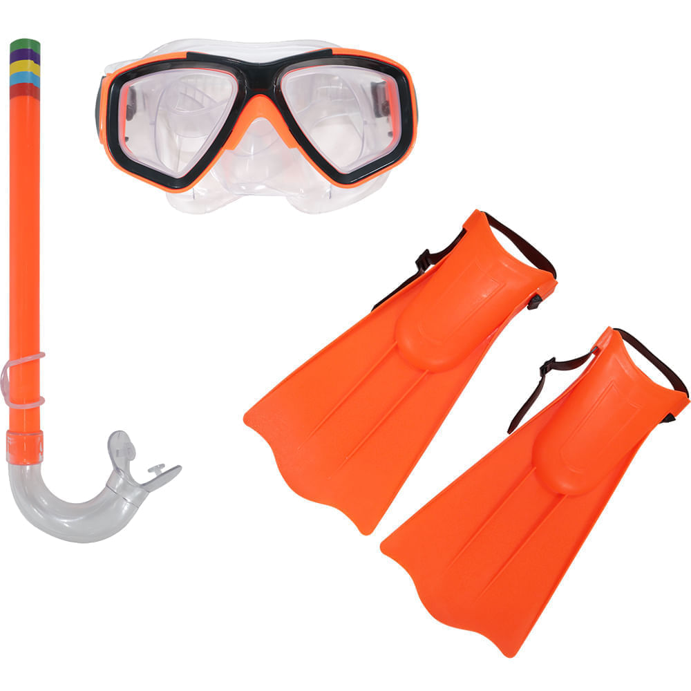 Kit Snorkel Máscara Nadadeiras Galápagos Bel Fix