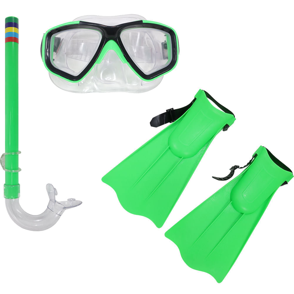 Kit Snorkel Máscara Nadadeiras Galápagos Bel Fix