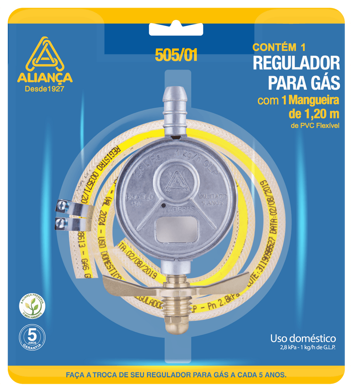 Regulador Gás Mangueira 120cm Aliança