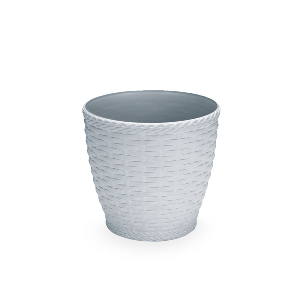 Vaso Rattan Cinza Redondo Pequeno 4,6 Litros Injeplastec