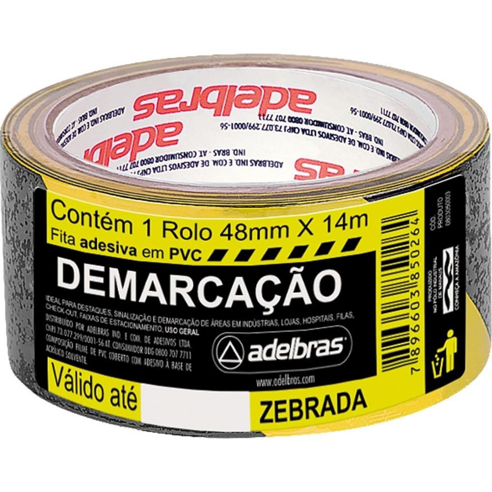 Fita Adesiva Para Demarcação Solo PVC 48mmx14m Adelbras